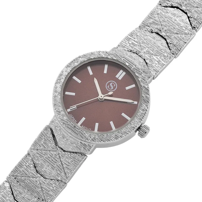 STRADA - Japanisches Uhrwerk, Weiß Zifferblatt mit Roségoldplattiertem Alloy Armband, 20 cm