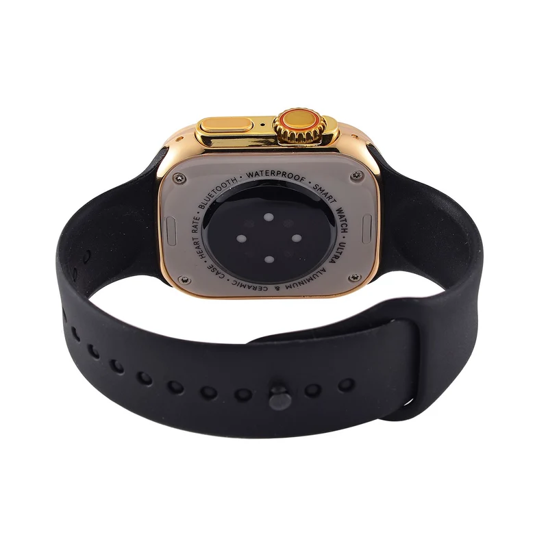 I20 Ultra 2 Max Suit - 10-in-1 Smartwatch-Komplettset mit Smartwatch, Gold-Drehkrone, Kopfhörern, Displayschutz, Ladekabel und 7 Wechselarmbändern, goldfarben