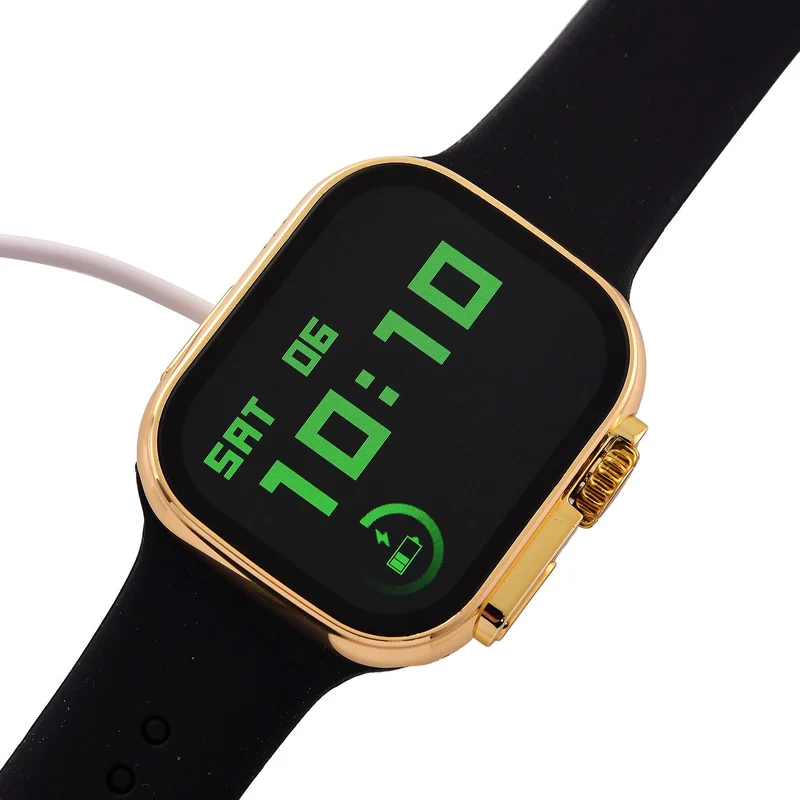 I20 Ultra 2 Max Suit - 10-in-1 Smartwatch-Komplettset mit Smartwatch, Gold-Drehkrone, Kopfhörern, Displayschutz, Ladekabel und 7 Wechselarmbändern, goldfarben
