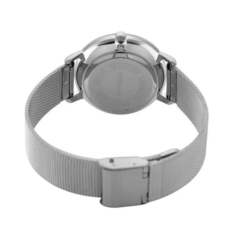 STRADA Armbanduhr, zweifarbiges Sonnenschliff Zifferblatt, goldfarben, 316L Edelstahl Mesharmband