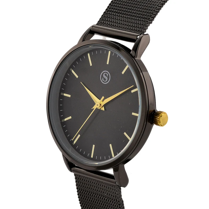 STRADA Armbanduhr, zweifarbiges Sonnenschliff Zifferblatt, goldfarben, 316L Edelstahl Mesharmband