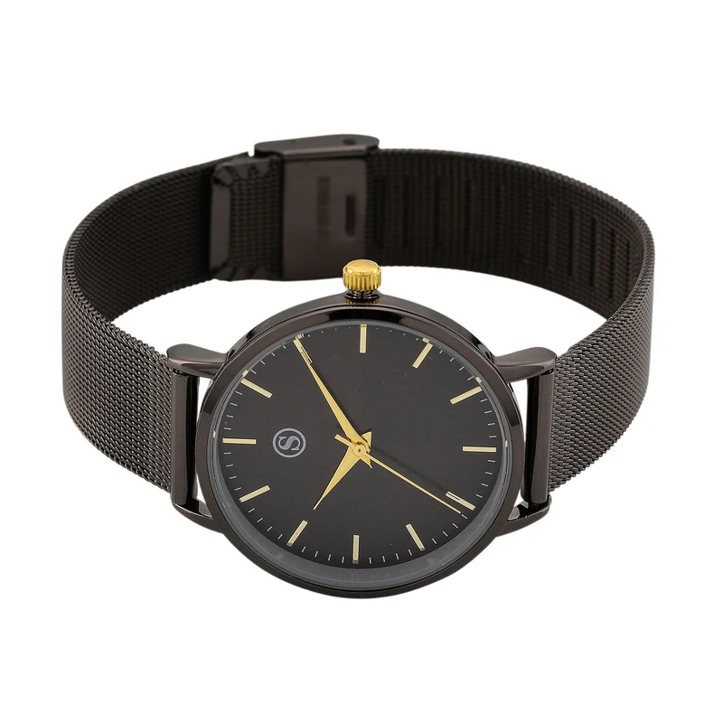 STRADA Armbanduhr, zweifarbiges Sonnenschliff Zifferblatt, goldfarben, 316L Edelstahl Mesharmband