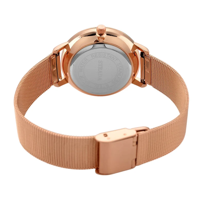 STRADA Armbanduhr, zweifarbiges Sonnenschliff Zifferblatt, goldfarben, 316L Edelstahl Mesharmband