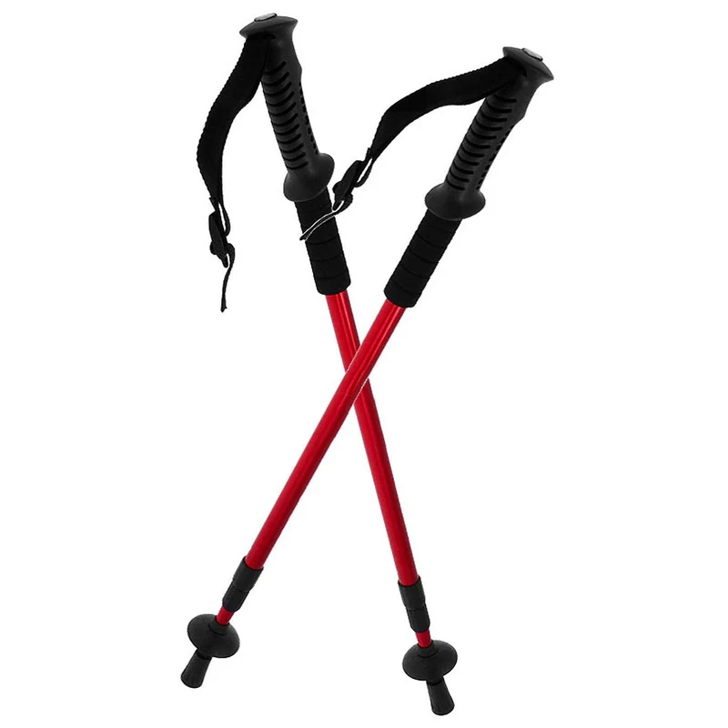 KLIKA Powertrain Anti-Shock Trekking Hiking Poles Sticks Pair (Red)