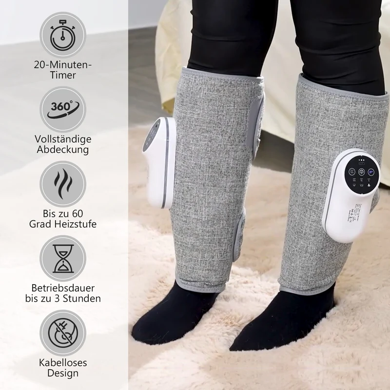 Therapeutischer Bequemer Beinmassierer Deluxe, Wärmetherapie, 3 Stufen Stärkeeinstellung, Baumwolle