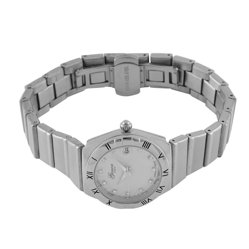 Weißer Kristall Uhren 19 cm Reiner Edelstahl IP-Gelbbeschichtung