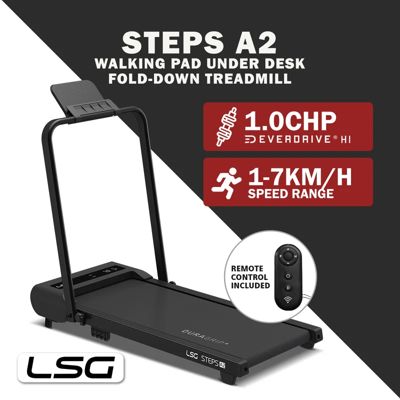 LSG Steps A2 Walking Pad Extra Wide 400mm Under Desk Fold-Down Treadmill Incline