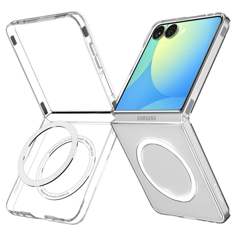 Spigen Samsung Galaxy Z Flip 7 Air Skin (MagFit) Case - Clear Case / White Ring