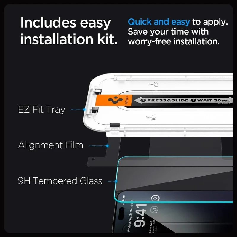 Spigen Apple iPhone 15 Pro EZ Fit GLAS.tR Slim 2PCS Glass Screen Protector - Clear