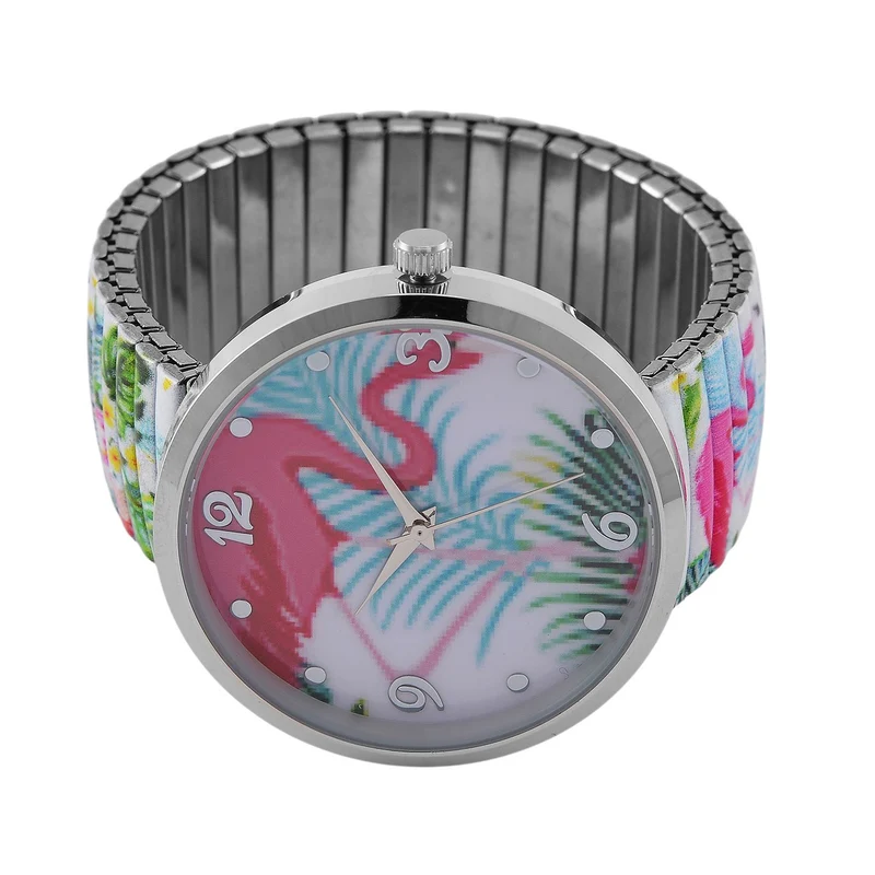 STRADA Armbanduhr - Flamingo-Zifferblatt, Japanisches Uhrwerk, Stahlgehäuse, elastisches Edelstahlarmband, wasserresistent