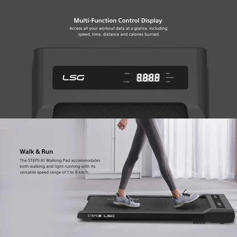 LSG Fitness Steps A1 Walking Pad Under Desk Treadmill (Black)