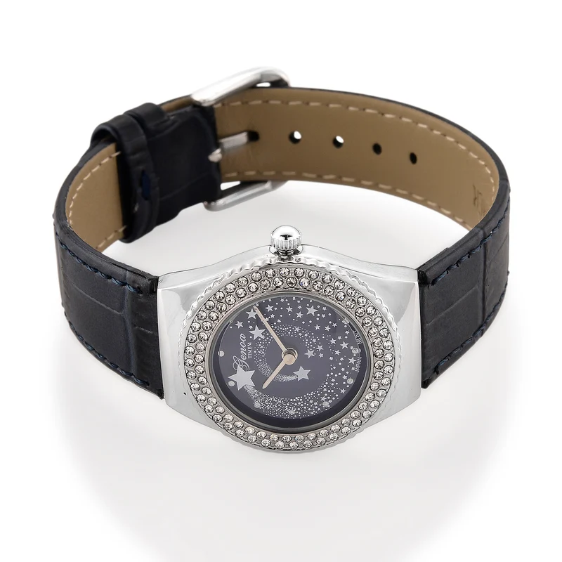 GENOA - J Francis gefertigt mit SWAROVSKI Weißer Swarovski Kristall Uhren 23 cm Reine Legierung