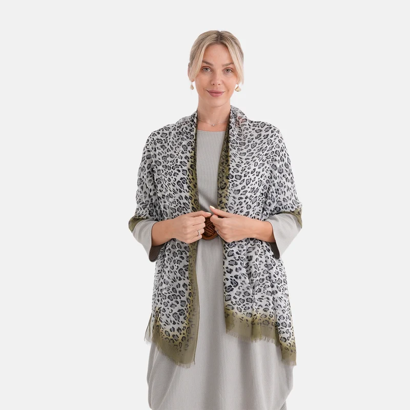 LA MAREY Signature Set mit Seidenschal und Seidentropfen-Ohrringen, 100% Maulbeerseide, 65 x 170 cm, Perlgrau mit Beige