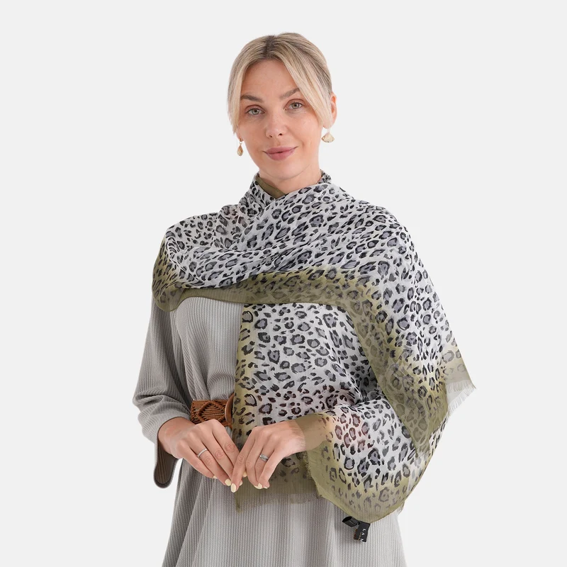 LA MAREY Signature Set mit Seidenschal und Seidentropfen-Ohrringen, 100% Maulbeerseide, 65 x 170 cm, Perlgrau mit Beige