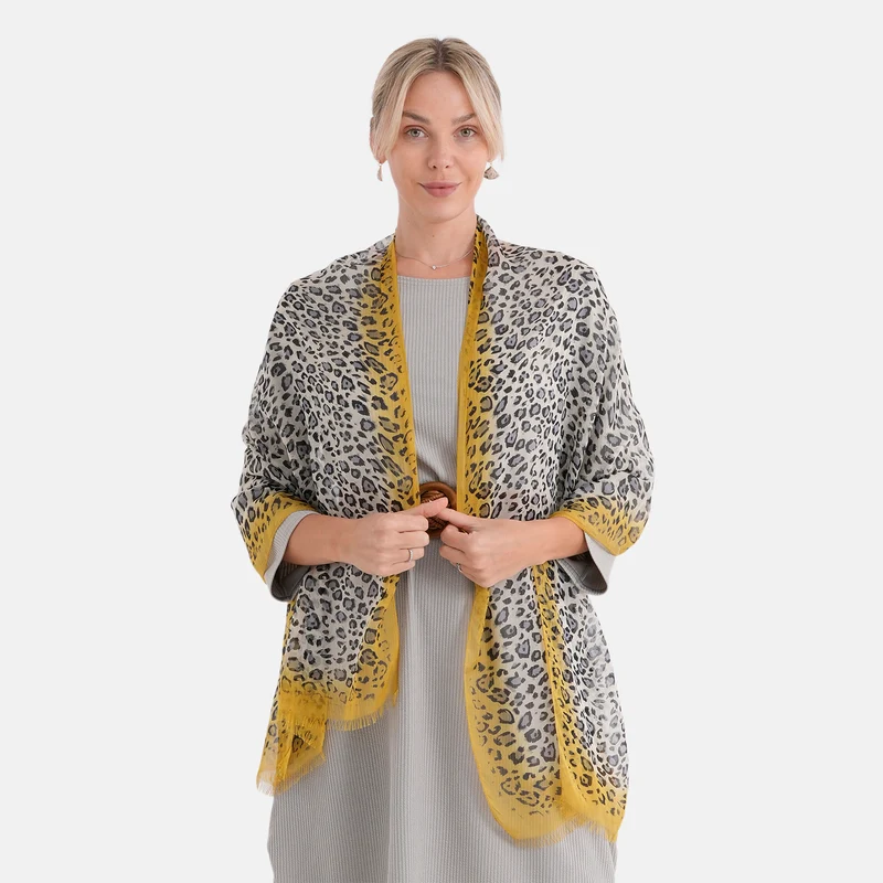 LA MAREY Signature Set mit Seidenschal und Seidentropfen-Ohrringen, 100% Maulbeerseide, 65 x 170 cm, Perlgrau mit Beige