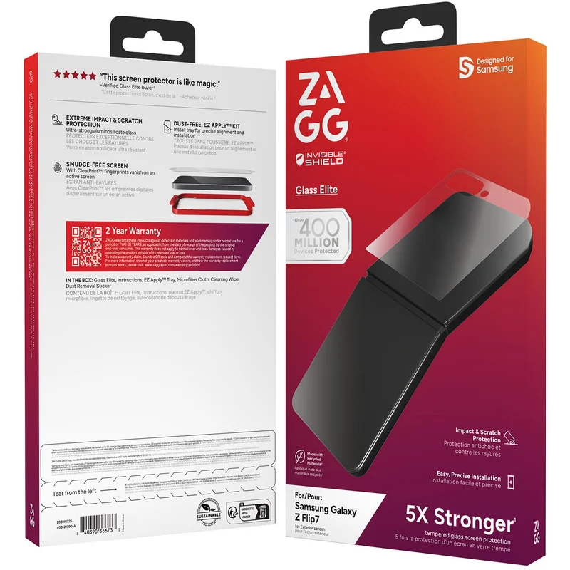ZAGG InvisibleShield Glass Cover Elite Screen Protector for Galaxy Z Flip7