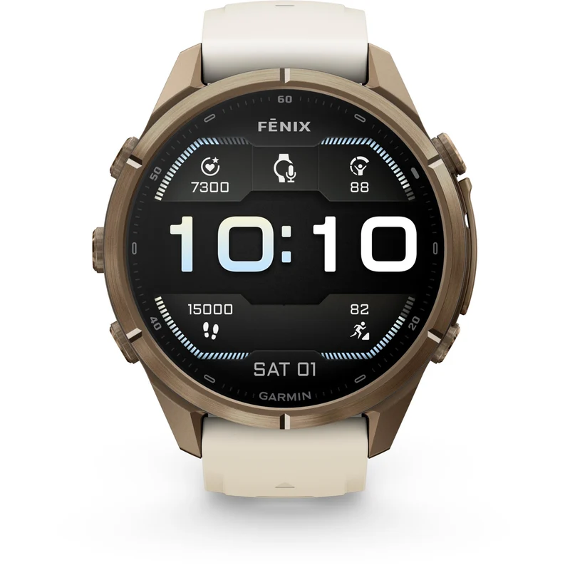 Garmin fenix 9 Pro 43mm Autumn Gold Titanium with Cream/French Grey Silicone Band