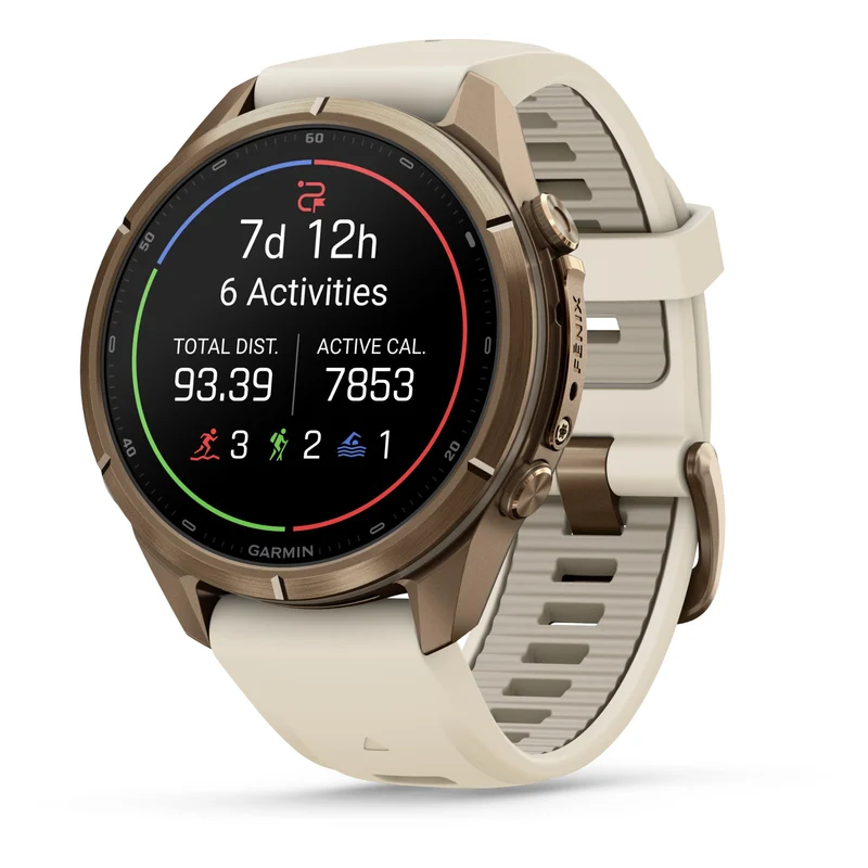 Garmin fenix 9 Pro 43mm Autumn Gold Titanium with Cream/French Grey Silicone Band