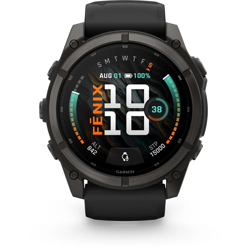 Garmin fenix 9 51mm Carbon Grey DLC Titanium with Black Silicone Band