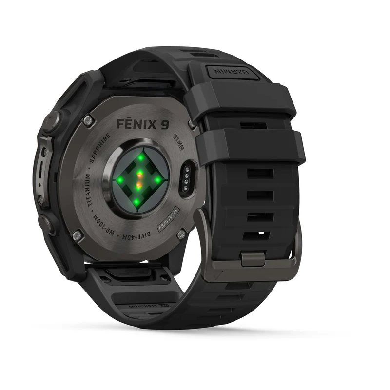 Garmin fenix 9 51mm Carbon Grey DLC Titanium with Black Silicone Band