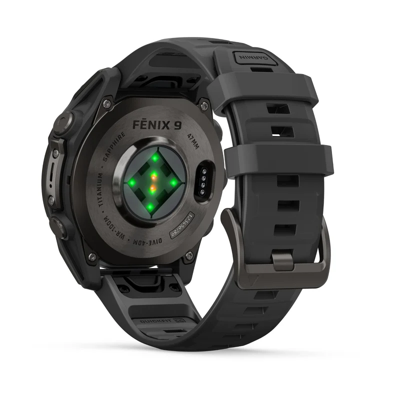 Garmin fenix 9 47mm Carbon Grey DLC Titanium with Black Silicone Band