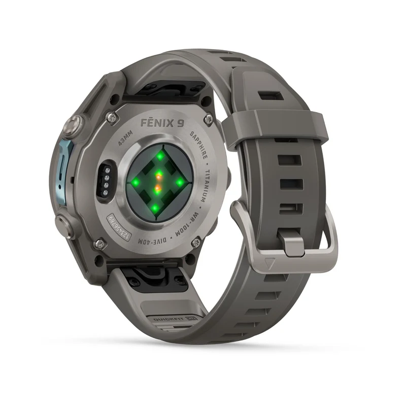Garmin fenix 9 43mm Titanium with Pebble Grey Silicone Band