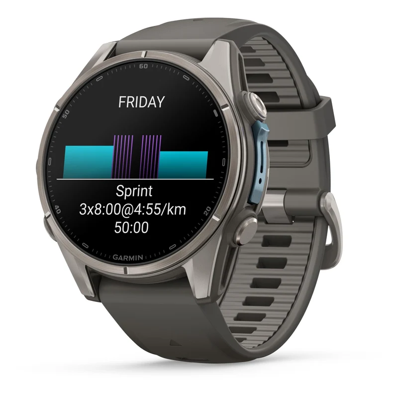 Garmin fenix 9 43mm Titanium with Pebble Grey Silicone Band