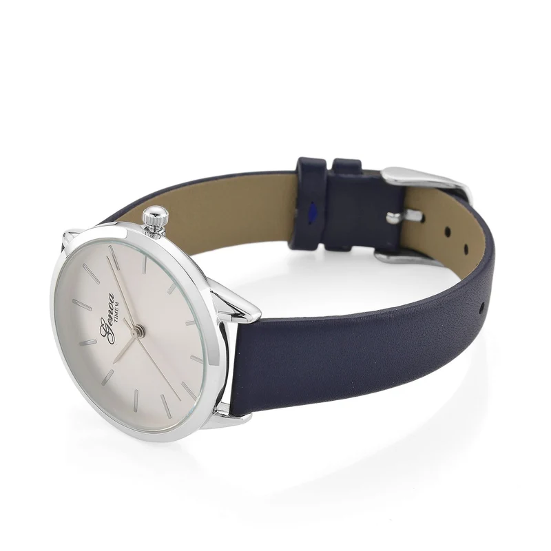 GENOA TIME - Armbanduhr Legierung, goldfarben, rotes Lederarmband, Zifferblatt Gold-Sunshine, 3 ATM wasserdicht