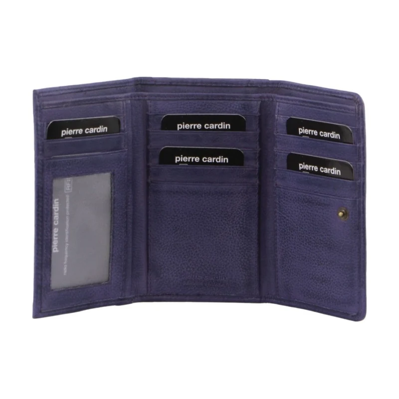 Pierre Cardin Women's Leather Tri-Fold Protected RFID Wallet Purple 14cm