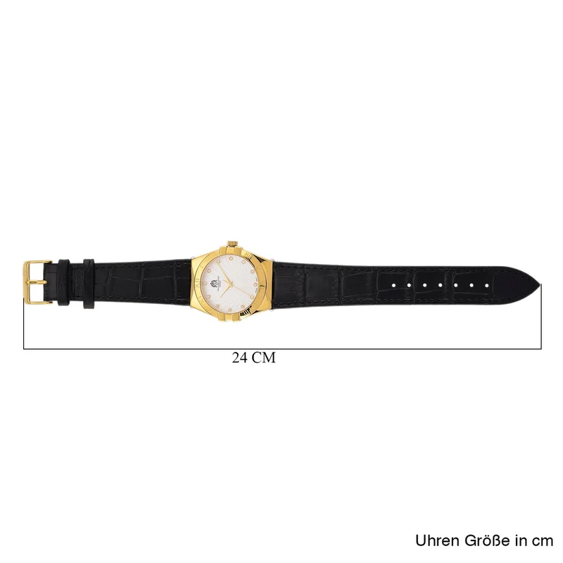 WILLIAM HUNT - Lab Grown Diamant Schweizer Uhrwerk, Uhren 21.5 cm 316L Edelstahl IP-Gelbbeschichtung