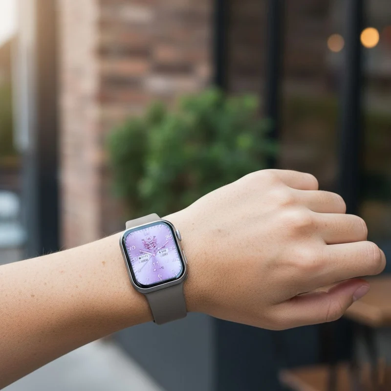 Smartwatch HW mini 2 1,75 Zoll Rosé, Set mit 7 Wechselarmbändern inklusive kristallbesetztem Armband, IP67, Bluetooth 5.2, kabelloses Laden , Rosa