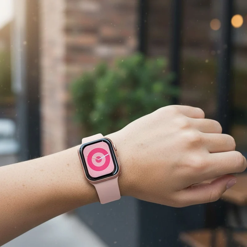 Smartwatch HW mini 2 1,75 Zoll Rosé, Set mit 7 Wechselarmbändern inklusive kristallbesetztem Armband, IP67, Bluetooth 5.2, kabelloses Laden , Rosa