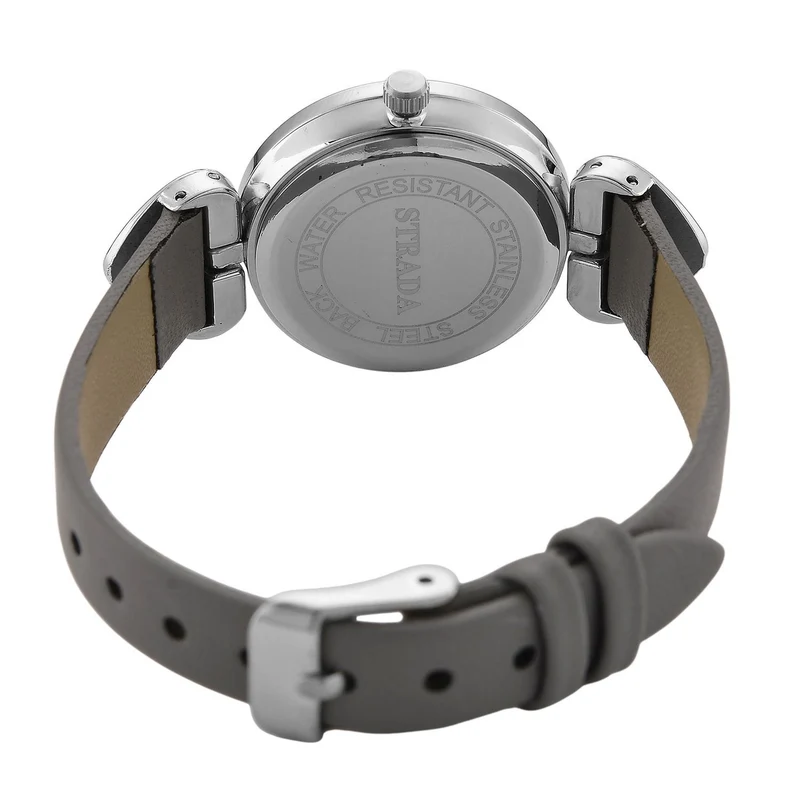 STRADA Uhr mit PC21S Japan-Uhrwerk, Edelstahl-Mesh-Armband, Graufarben mit Kristallzifferblatt,, Grau