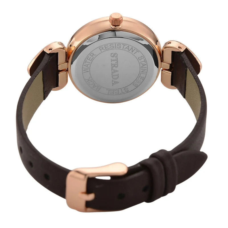 STRADA Uhr mit PC21S Japan-Uhrwerk, Edelstahl-Mesh-Armband, Graufarben mit Kristallzifferblatt,, Grau