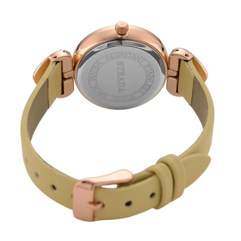STRADA Uhr mit PC21S Japan-Uhrwerk, Edelstahl-Mesh-Armband, Graufarben mit Kristallzifferblatt,, Grau