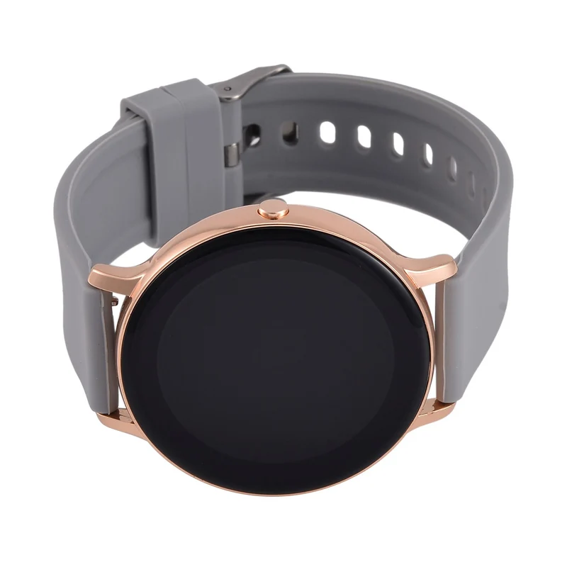 STRADA Hiwatch Plus Elegante Smartwatch - Roségold mit Grauem Silikonarmband, umfassende Gesundheits- und Sportfunktionen, Bluetooth 5.0
