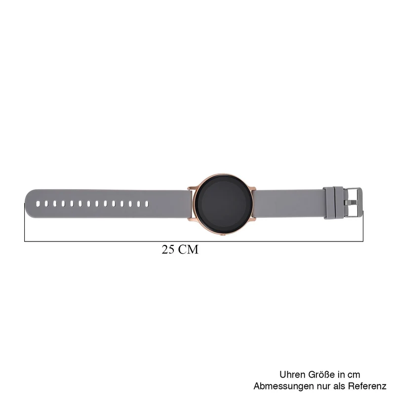 STRADA Hiwatch Plus Elegante Smartwatch - Roségold mit Grauem Silikonarmband, umfassende Gesundheits- und Sportfunktionen, Bluetooth 5.0