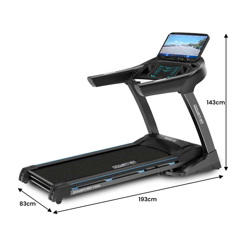 Powertrain V1100 Treadmill with Wifi Touch Screen and Incline