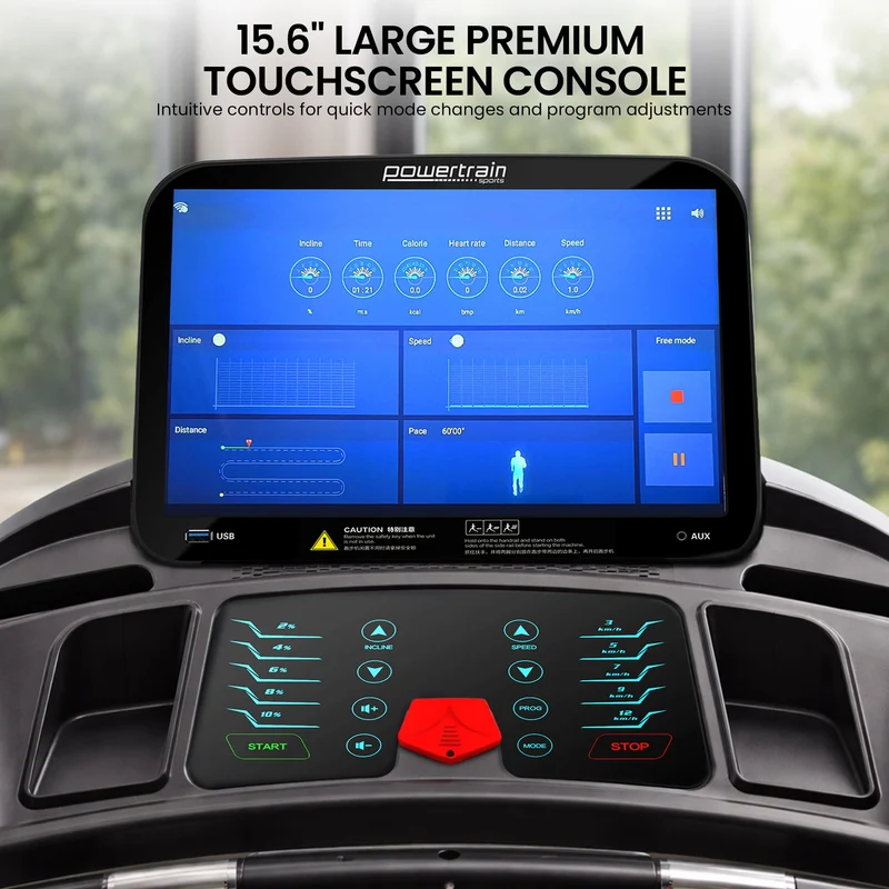 Powertrain V1100 Treadmill with Wifi Touch Screen and Incline