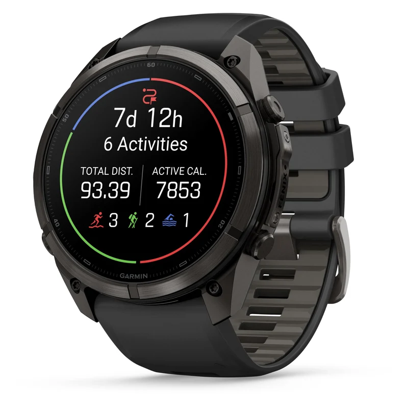 Garmin fenix 9 Pro InReach 51mm Carbon Grey DLC Titanium with Black/Pebble Grey Silicone Band