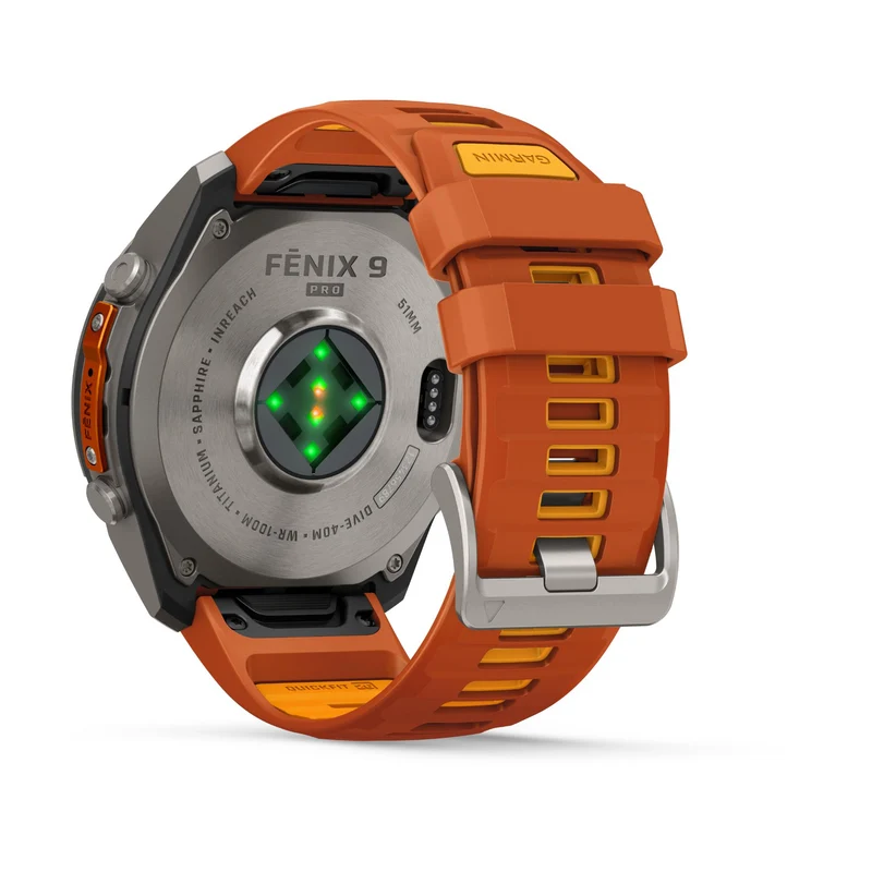Garmin fenix 9 Pro InReach 51mm Titanium with Autumn Orange/Spark Orange Silicone Band