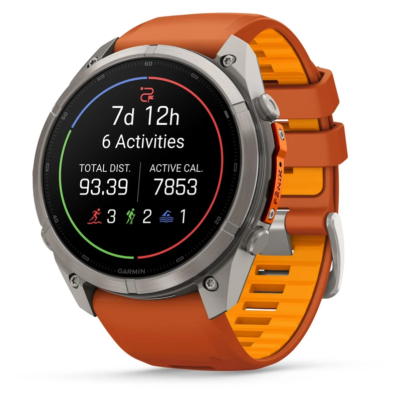 Garmin fenix 9 Pro InReach 51mm Titanium with Autumn Orange/Spark Orange Silicone Band
