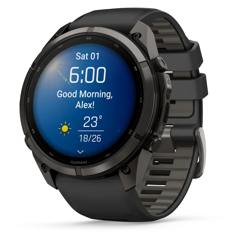Garmin fenix 9 Pro 51mm Carbon Grey DLC Titanium with Black/Pebble Grey Silicone Band