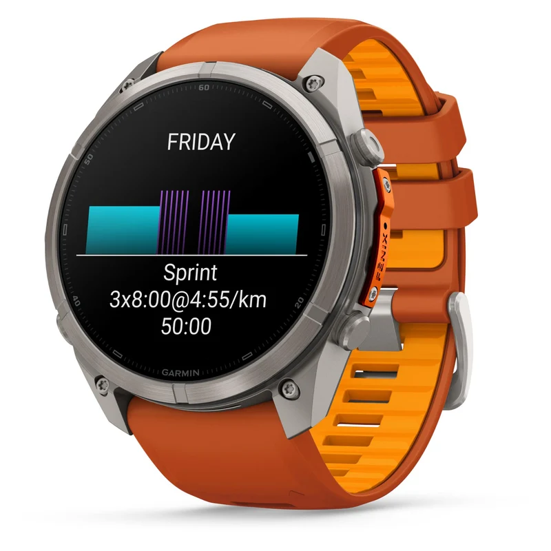 Garmin fenix 9 Pro 51mm Titanium with Autumn Orange/Spark Orange Silicone Band
