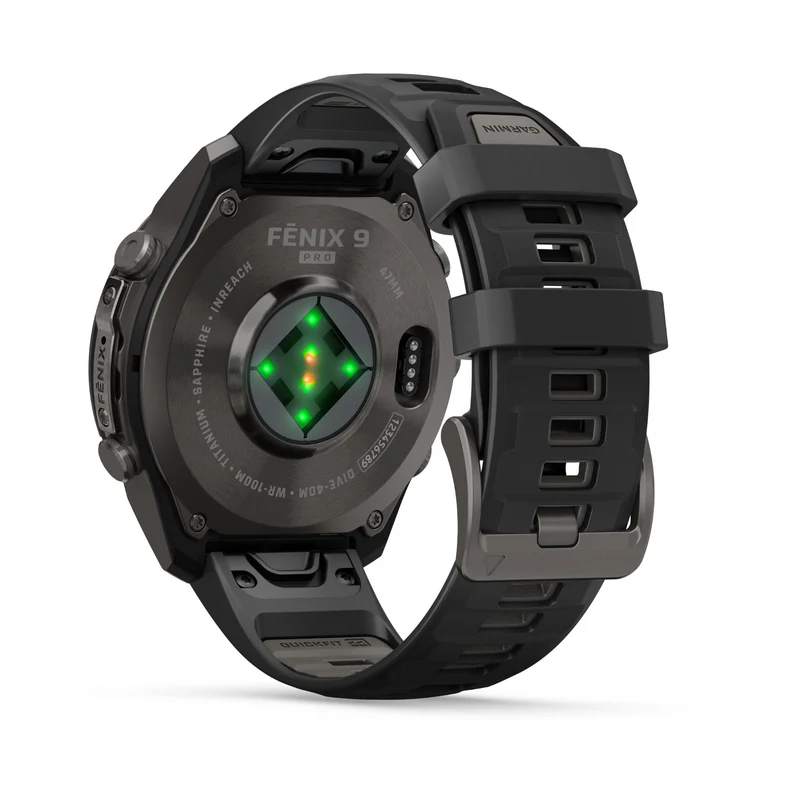 Garmin fenix 9 Pro InReach 47mm Carbon Grey DLC Titanium with Black/Pebble Grey Silicone Band
