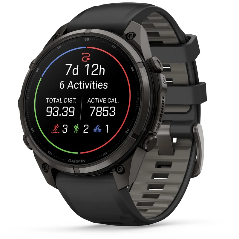 Garmin fenix 9 Pro 47mm (Carbon Grey DLC Titanium with Black/Pebble Grey Silicone Band)