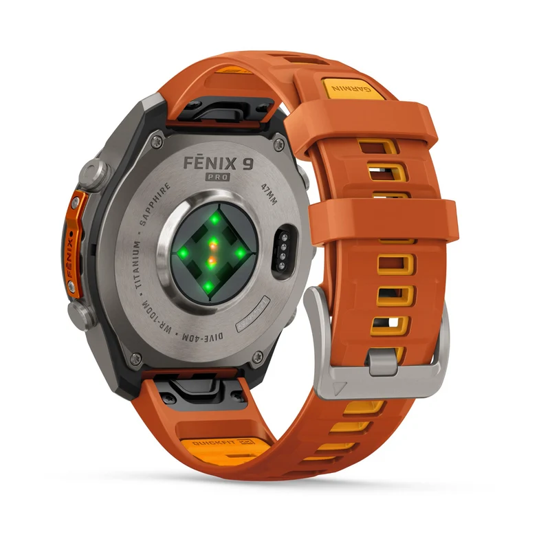 Garmin fenix 9 Pro 47mm (Titanium with Autumn Orange/Spark Orange Silicone Band)