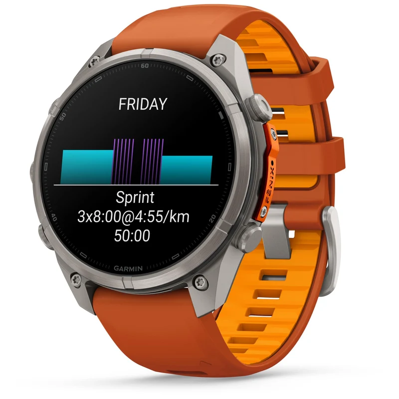 Garmin fenix 9 Pro 47mm (Titanium with Autumn Orange/Spark Orange Silicone Band)