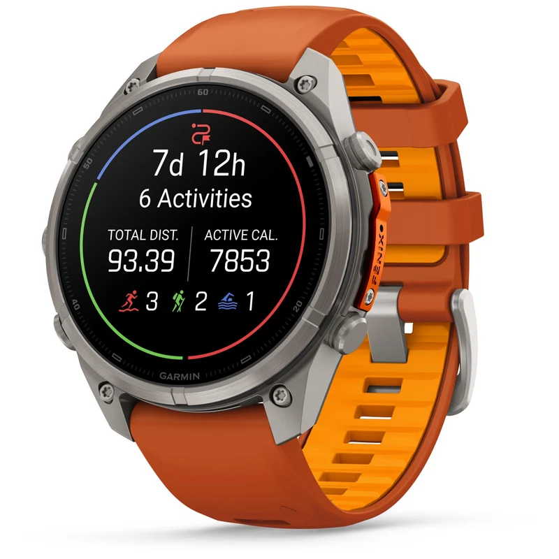 Garmin fenix 9 Pro 47mm (Titanium with Autumn Orange/Spark Orange Silicone Band)