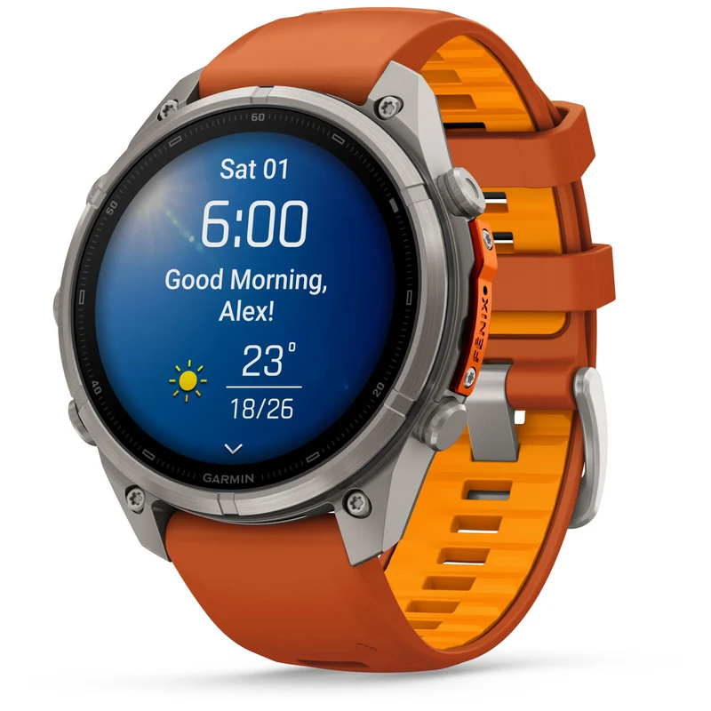 Garmin fenix 9 Pro 47mm (Titanium with Autumn Orange/Spark Orange Silicone Band)